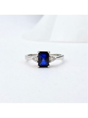 Vintage Avon RJ Sapphire Ring, 925 Sterling Silver, Natural Blue Sapphire
